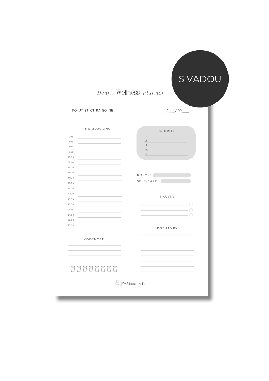 Denní Wellness Planner - S VADOU